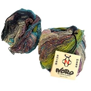 Noro Yarn Natsumeki Color 2 Cotton Silk Polyamide 150 g + 80 g Green Blue Purple